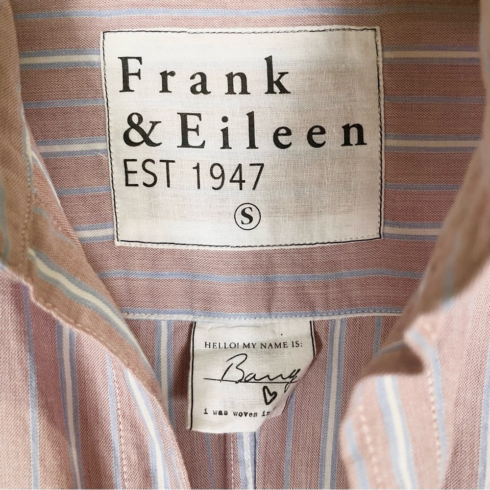 Frank & Eileen Barry Button Down Shirt Small Pink Blue Stripe - Picture 5 of 6